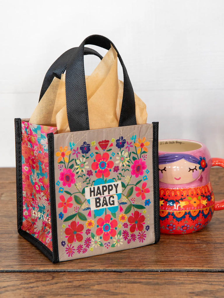 Small Happy Bag, Set of 3 - Taupe Folk Flower-view 1