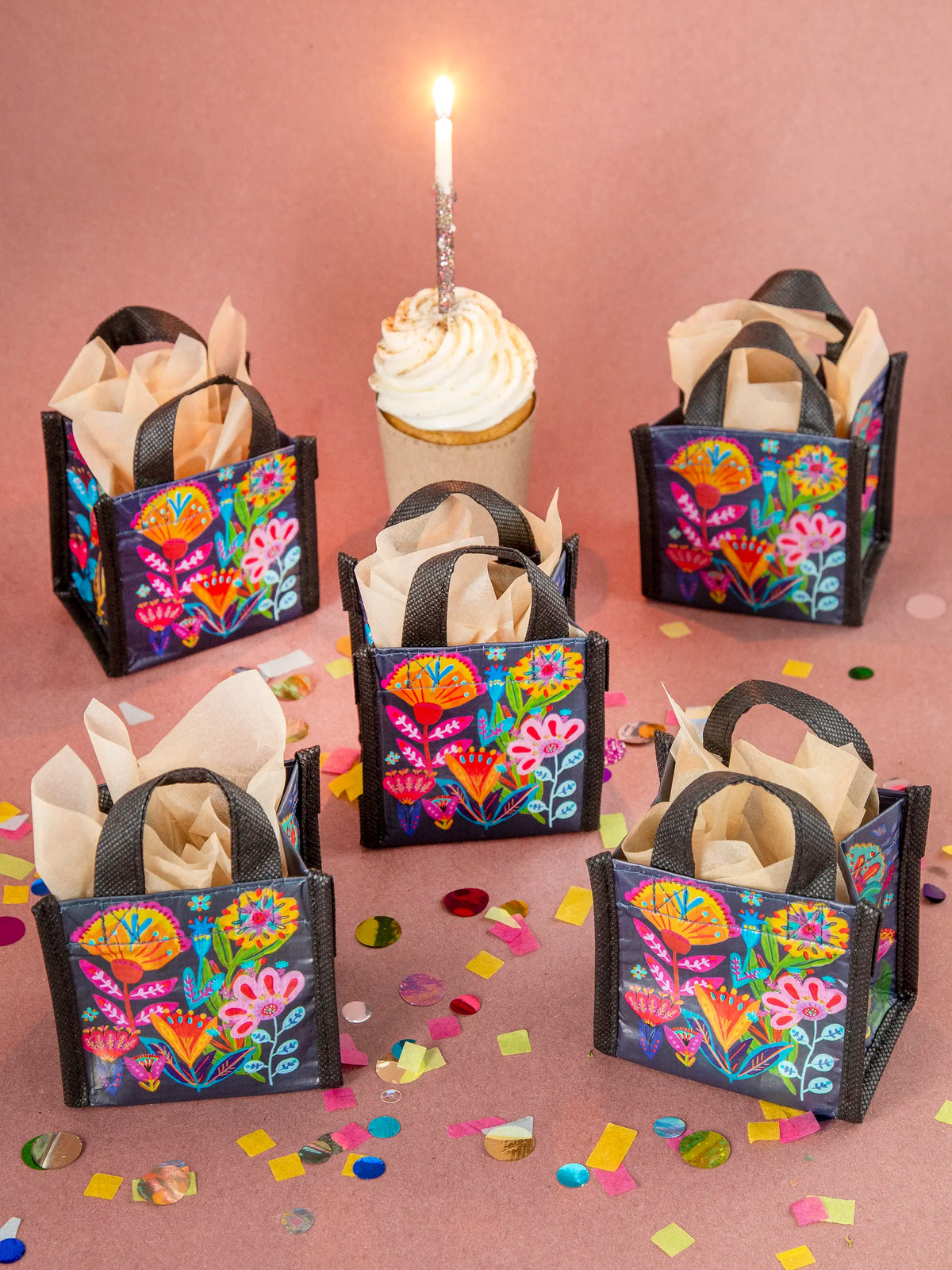 Mini Happy Bag, Set of 5 - Navy Folk Flower – Natural Life