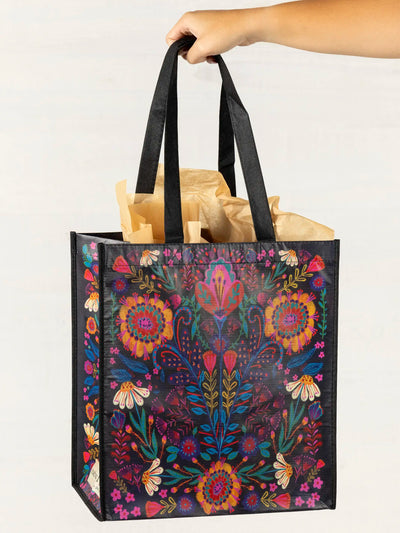 XL Happy Bag, Set of 3 - Black Folk Flower-view 1