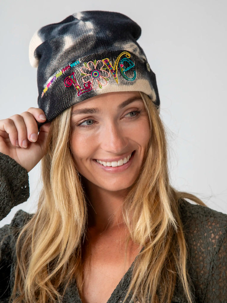 Embroidered Beanie - Tie-Dye Love-view 1