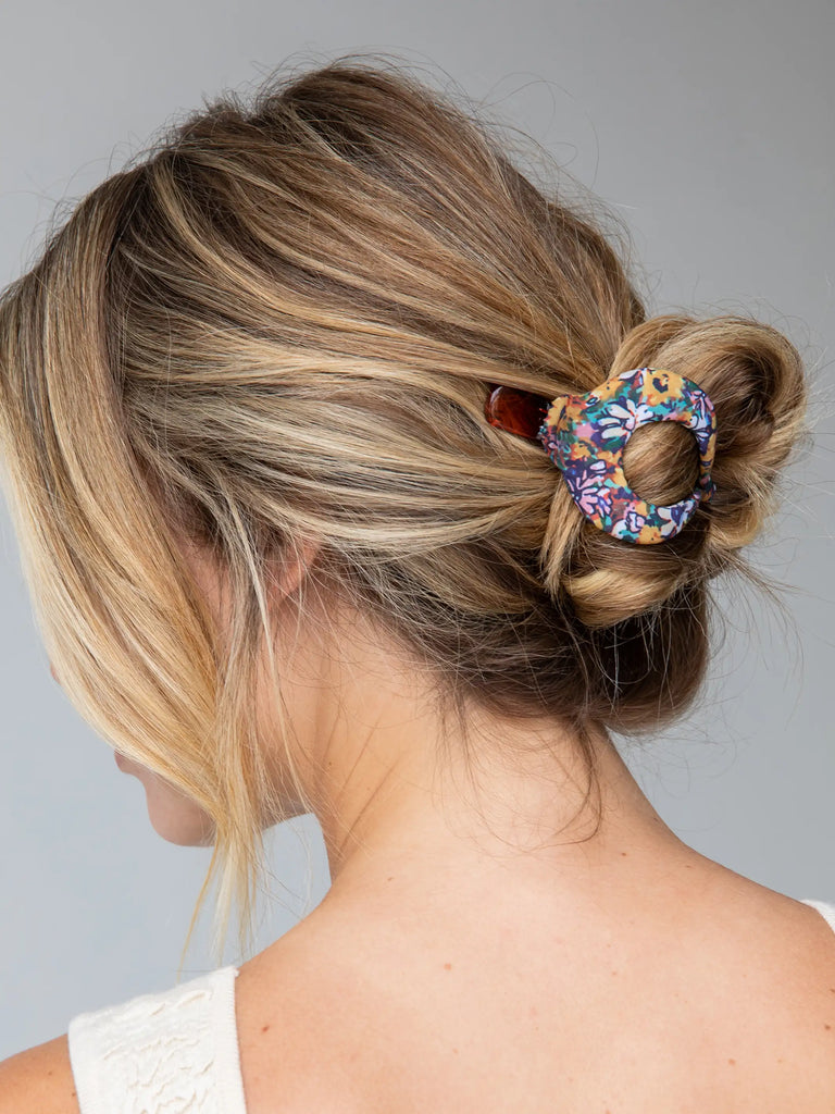 Floral Fabric Boho Hair Clip - Multicolored-view 2
