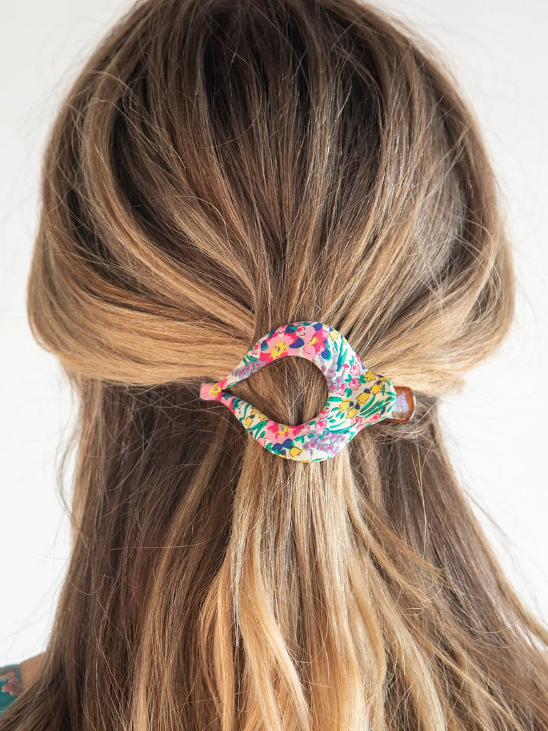 Floral Fabric Boho Hair Clip - Ditsy Neon Floral-view 2