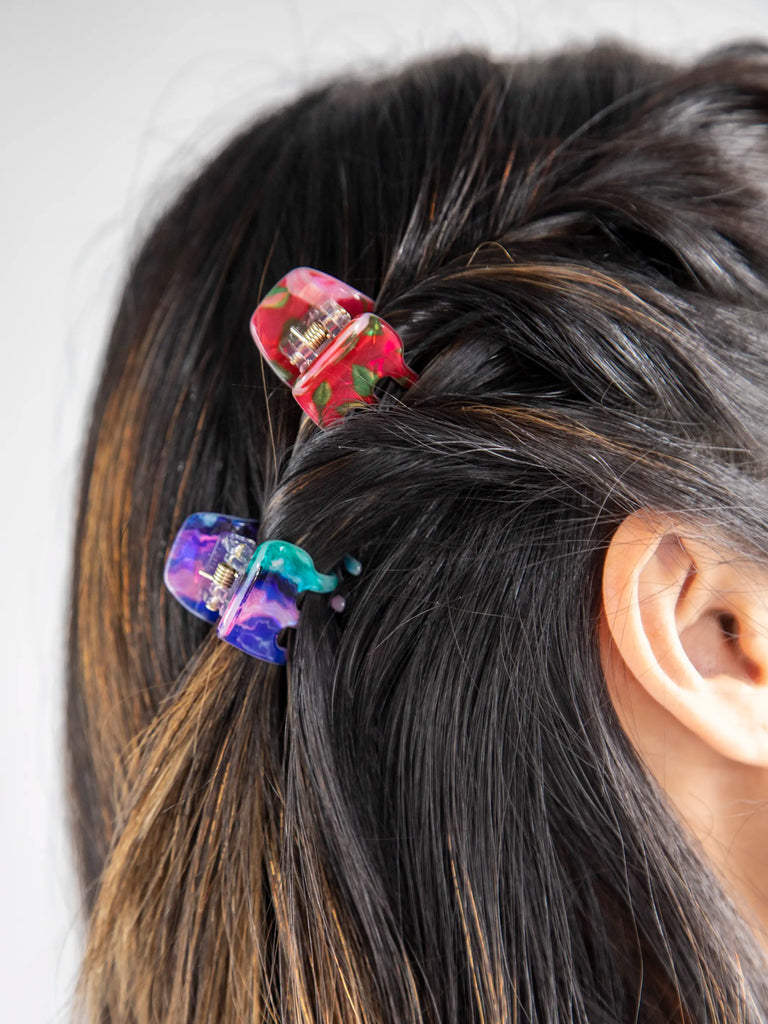 The Perfect Mini Claw Clip, Set of 4 - Rainbow Flower-view 2