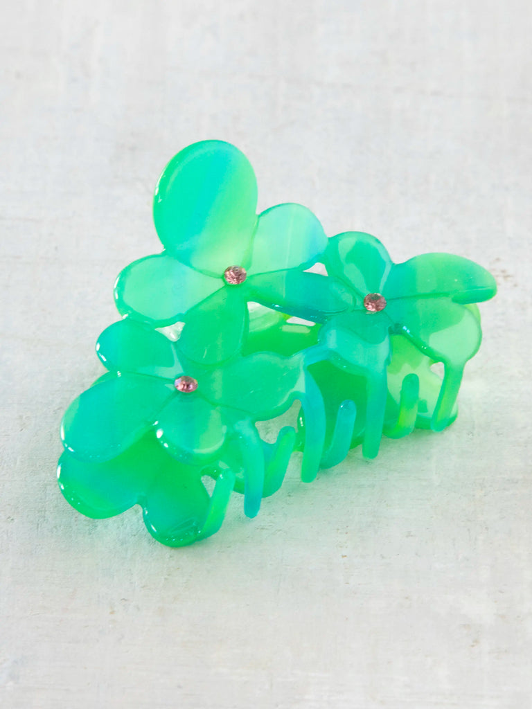Blossom Cluster Hair Claw - Emerald-view 1