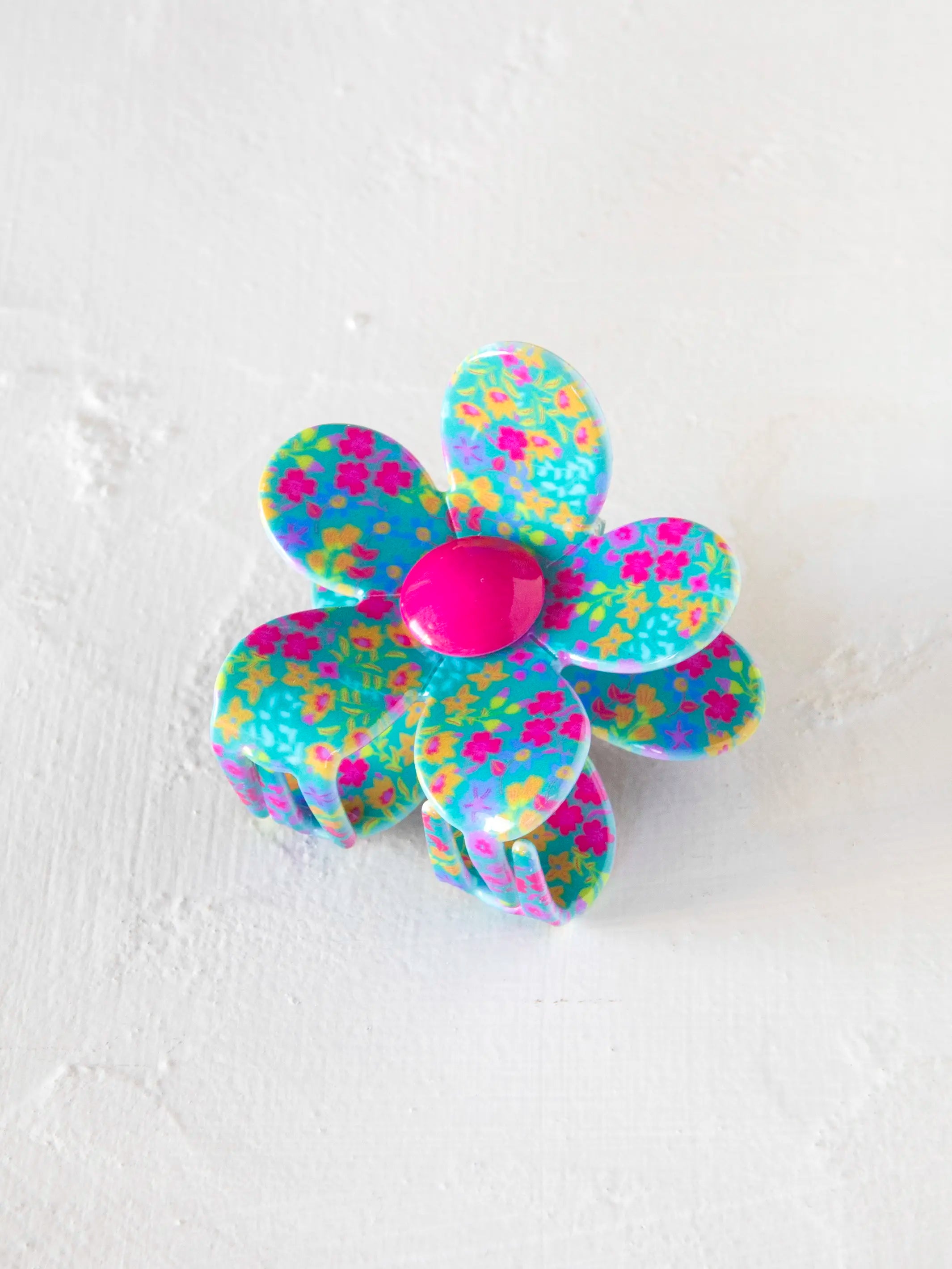 Daisy Flower Hair Clip - Neon Turquoise – Natural Life