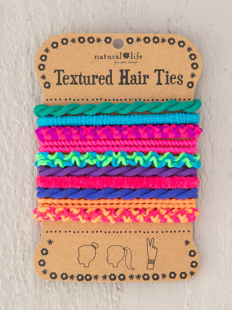Textured Hair Ties, Set of 10 - Rainbow-view 1