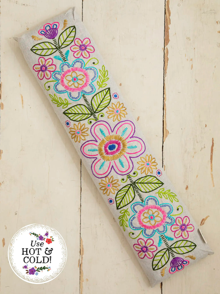 Embroidered Lumbar Heating Pad - Folk Flower-view 1