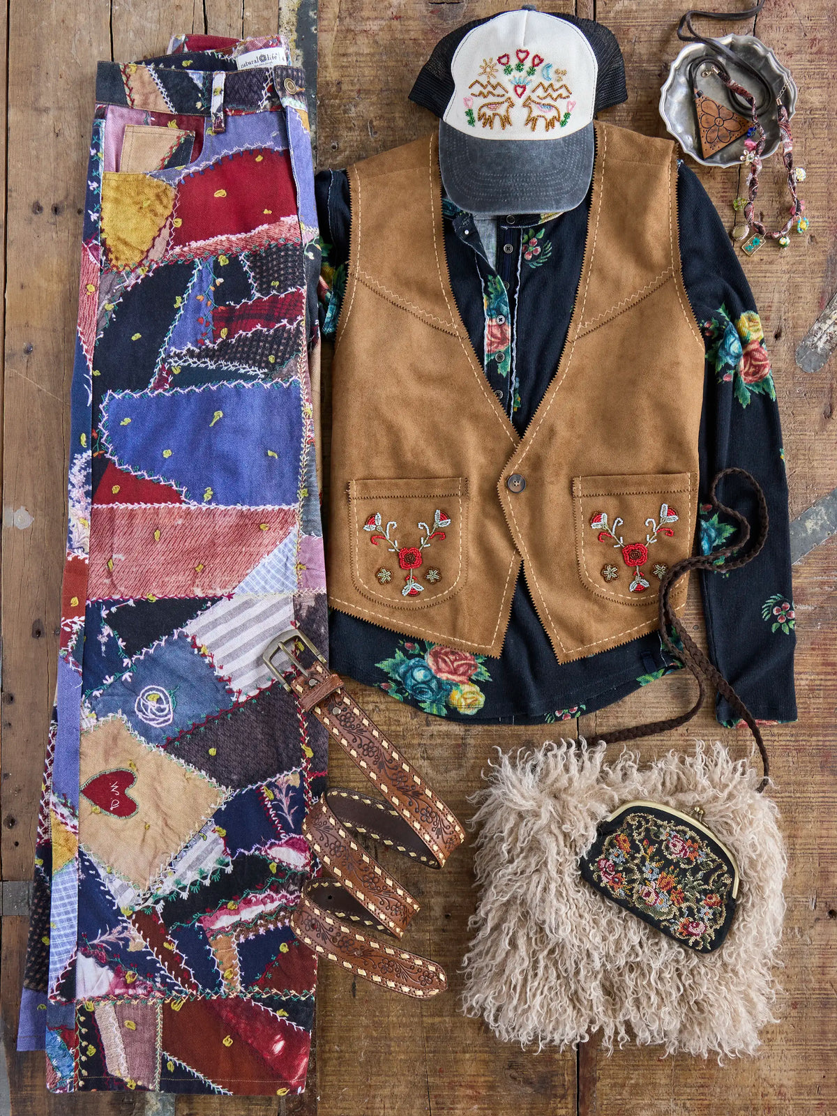 Hudson Wide-Leg Jeans - Brimfield Patchwork Multi