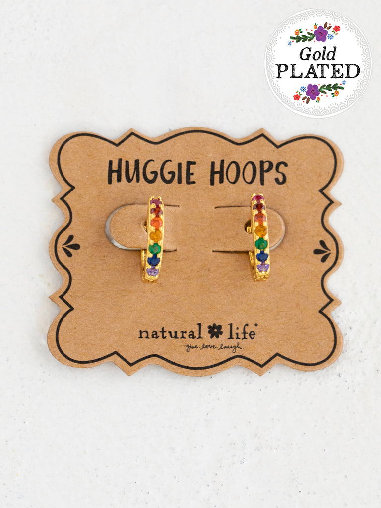 Huggie Hoop Earrings - Rainbow-view 3
