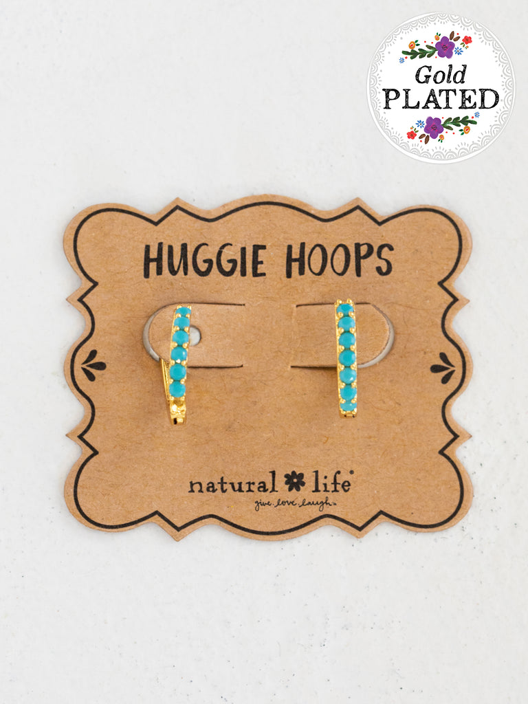 Huggie Hoop Earrings|Turquoise-view 3