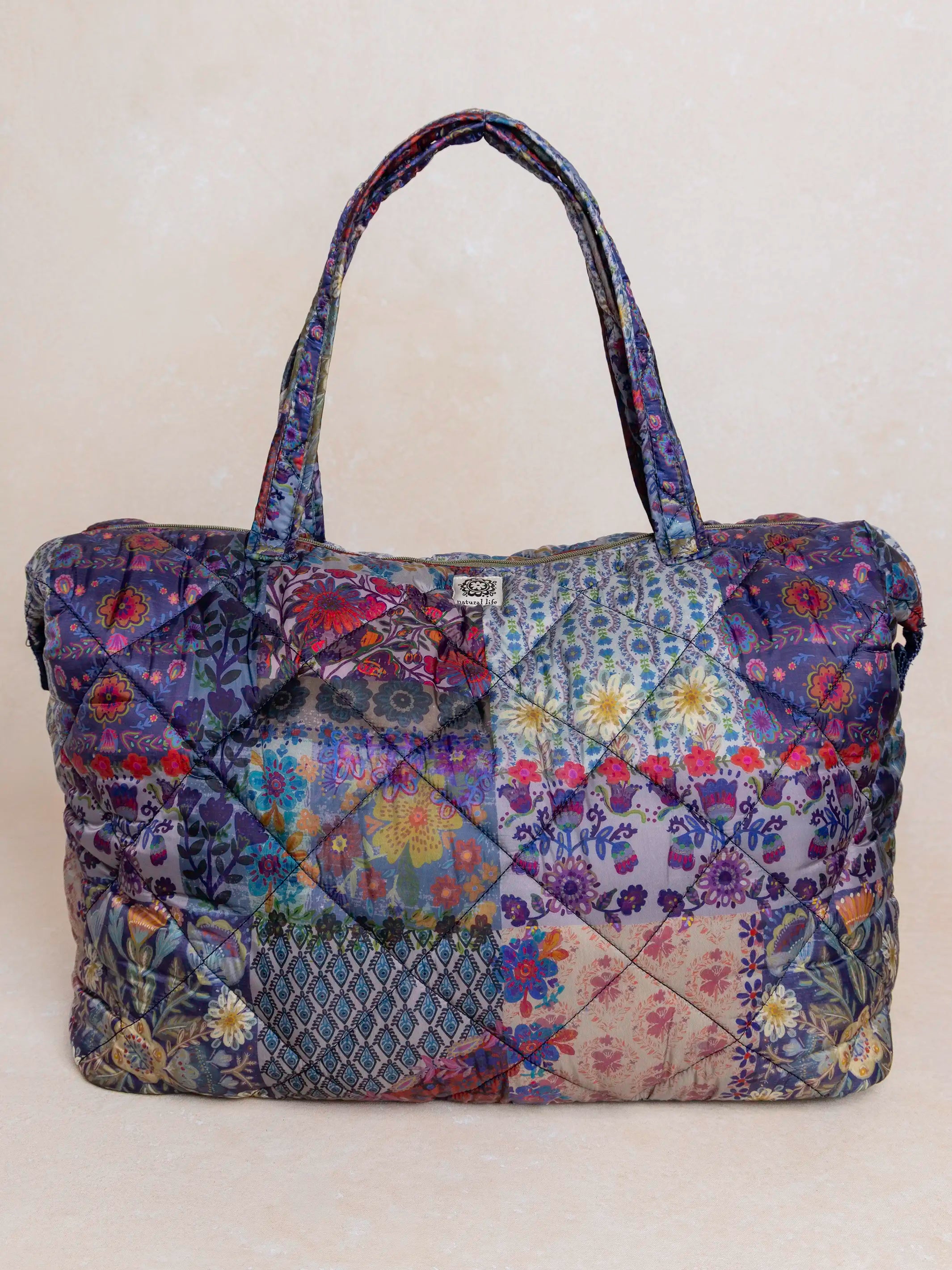 Puffy Weekender Bag - Mandala Folk Patchwork - Thumbnail 3