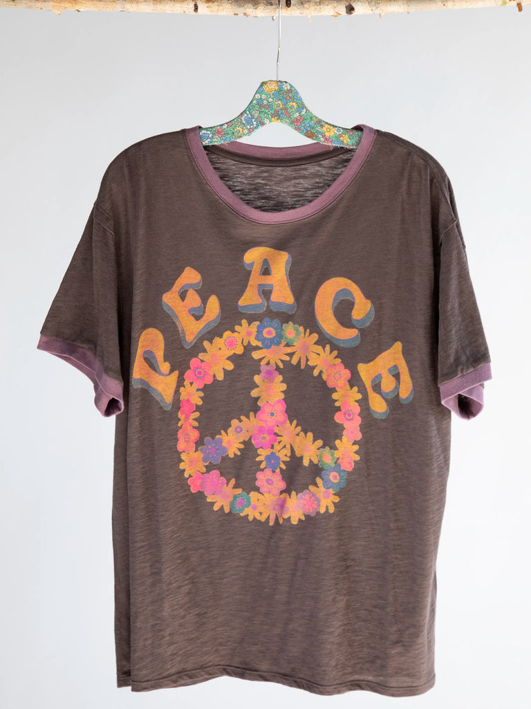 Ringer Oversized Tee Shirt - Peace-view 5