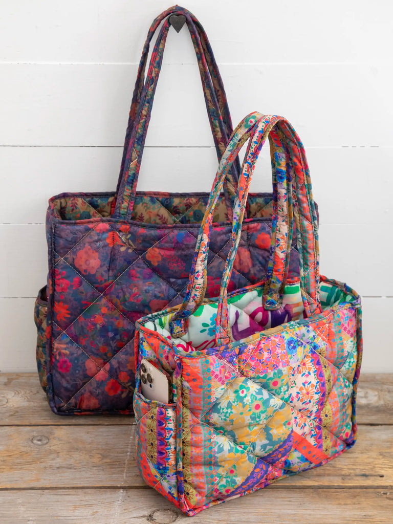 Reversible Puffy Tote - Large, Floral Garden-view 2