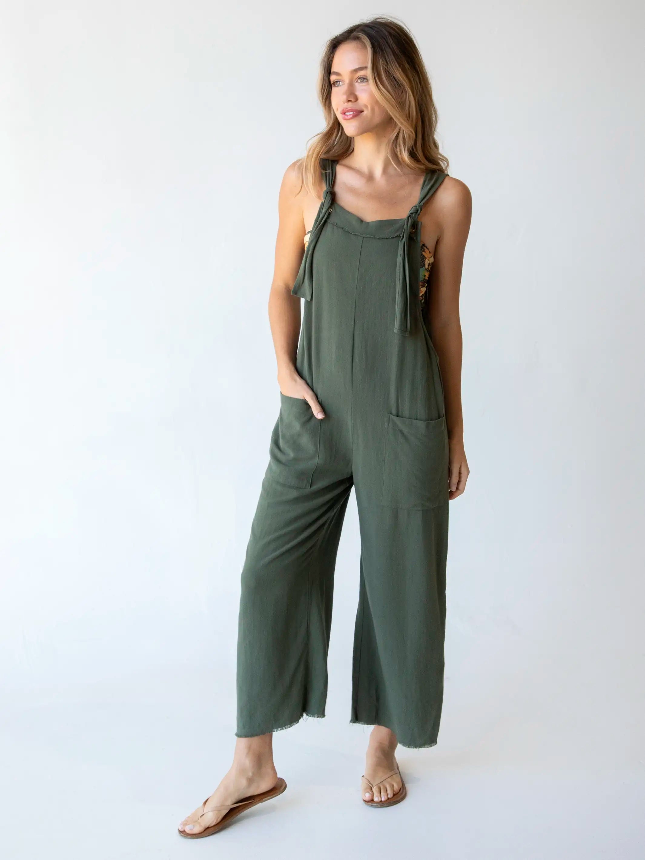 Carly Wide-Leg Jumpsuit - Olive – Natural Life