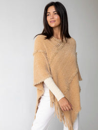 Chenille Poncho Scarf - Tan-view 1
