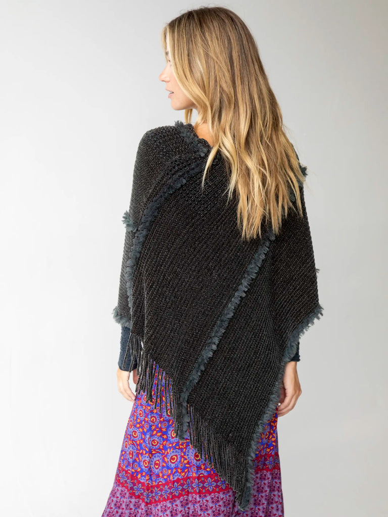 Chenille Poncho Scarf - Charcoal-view 2