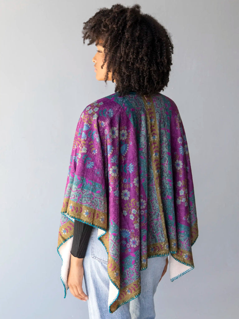 Cozy Poncho Kimono|Magenta-view 2