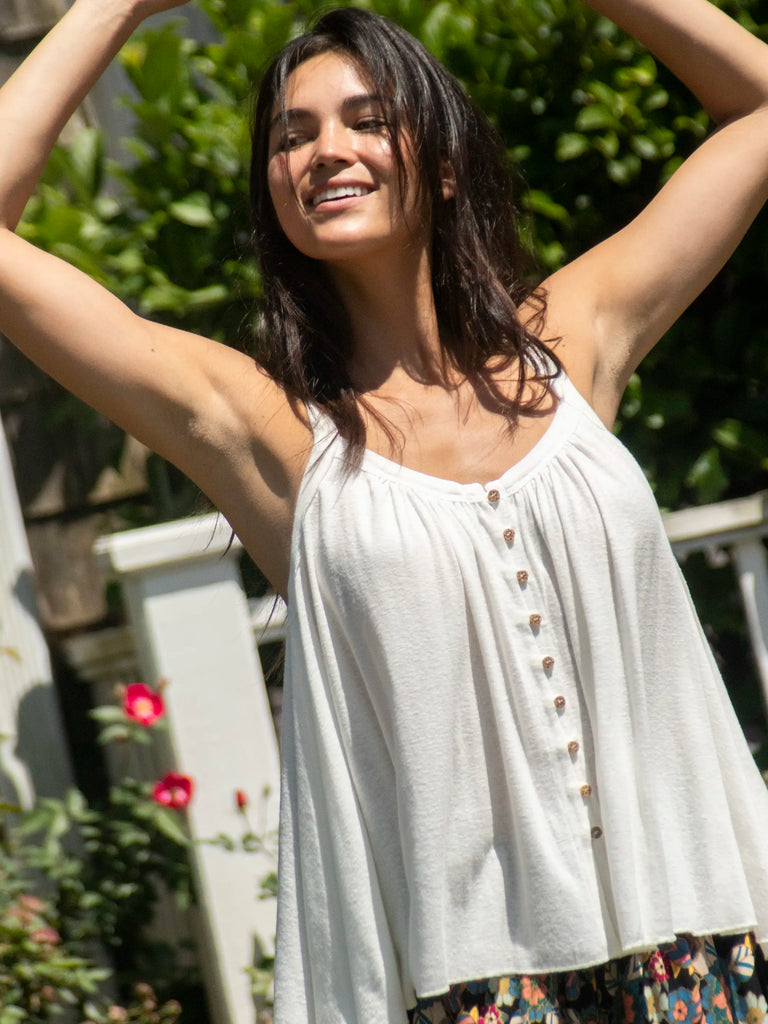 Relaxed Buttondown Tank|Ivory-view 4