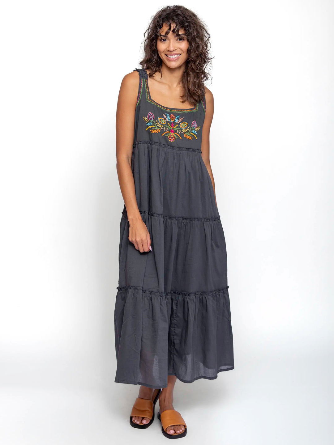 Adele Embroidered Cotton Maxi Dress