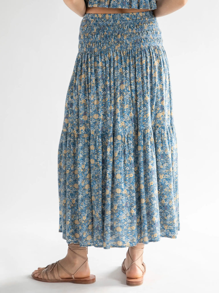 Angelina Midi Skirt - Blue Ditsy Floral-view 4