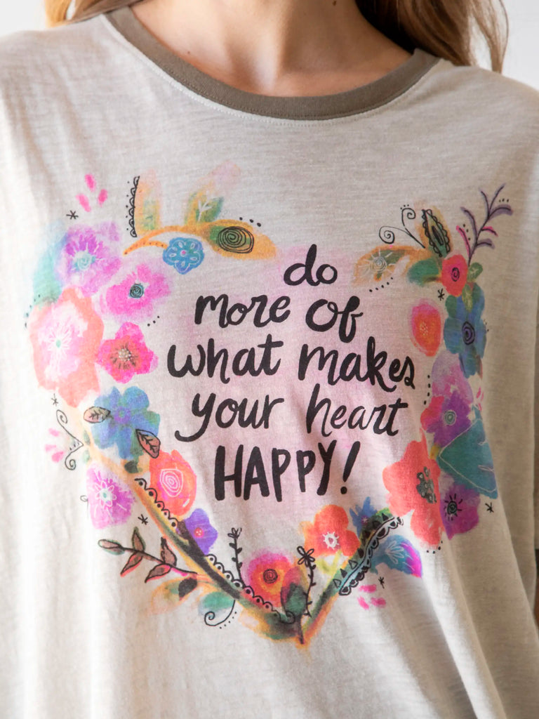 Ringer Oversized Tee Shirt - Make Your Heart Happy-view 2