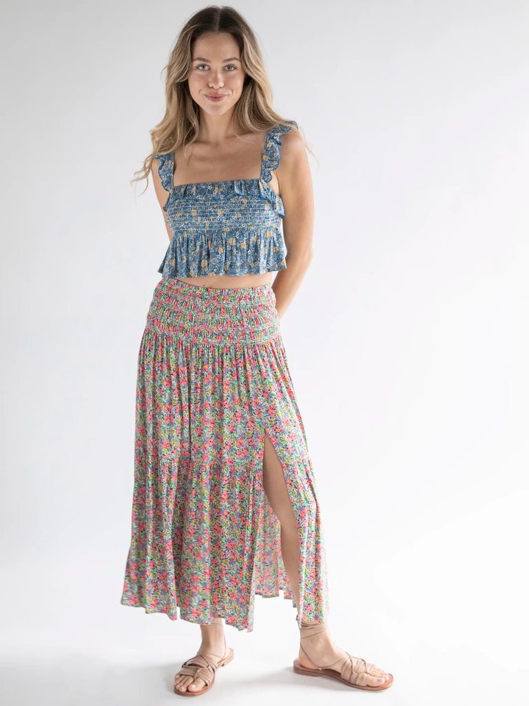 Angelina Midi Skirt - Ditsy Neon Floral-view 3