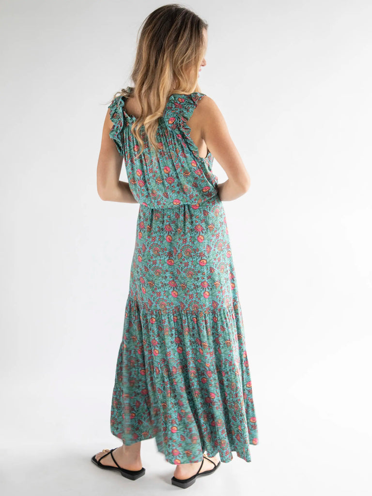 Havana Nights Maxi Dress - Turquoise Pink Floral-view 5