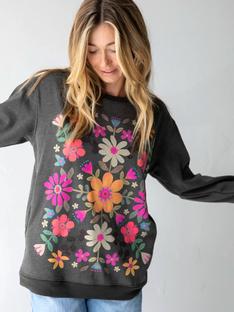 Comfy Pocket Sweatshirt - Folk Flower-view 1