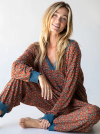 Johnnie Cotton Jumpsuit - Blue Red Vines-view 1