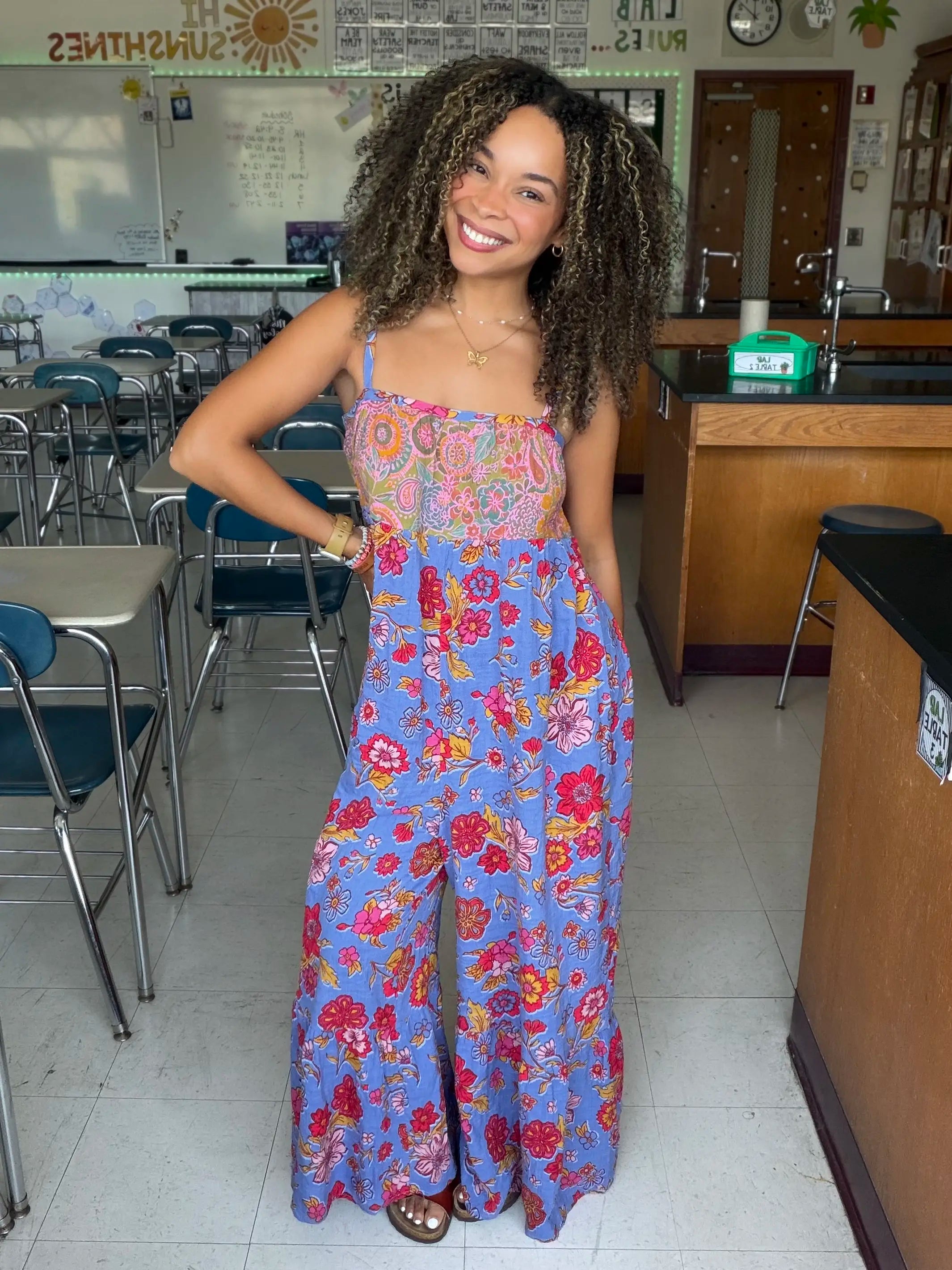 Stephanie Jumpsuit - Stella Blooms Blue – Natural Life