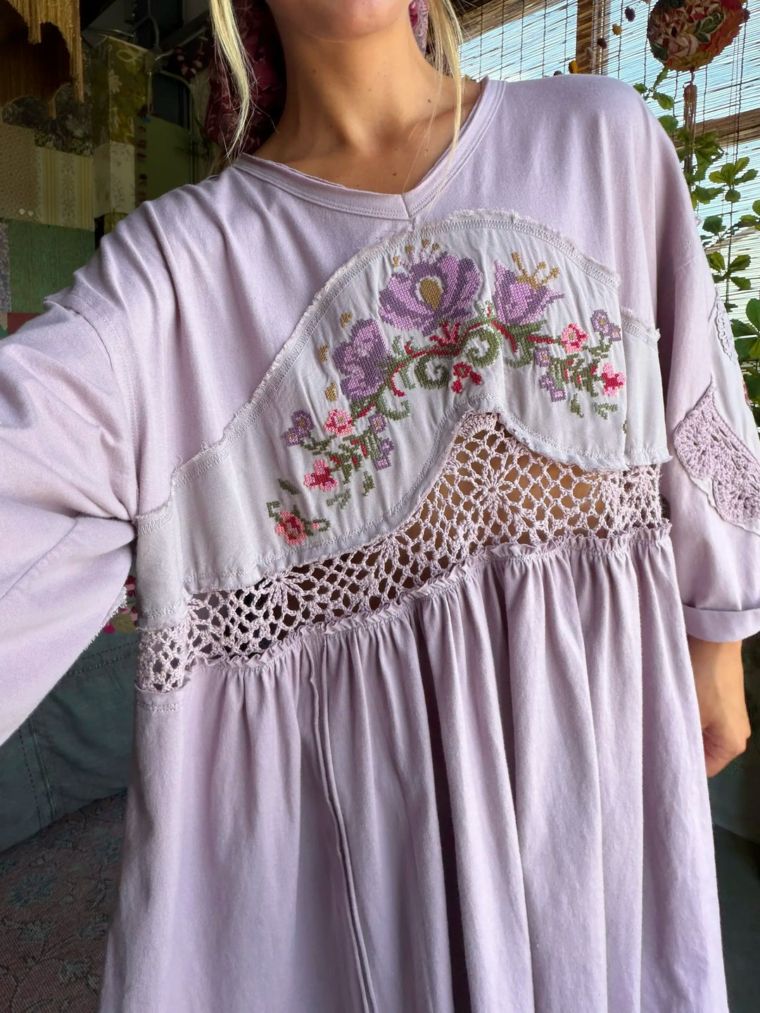 Secret Garden Embroidered Cotton Tunic - Lavender – Natural Life