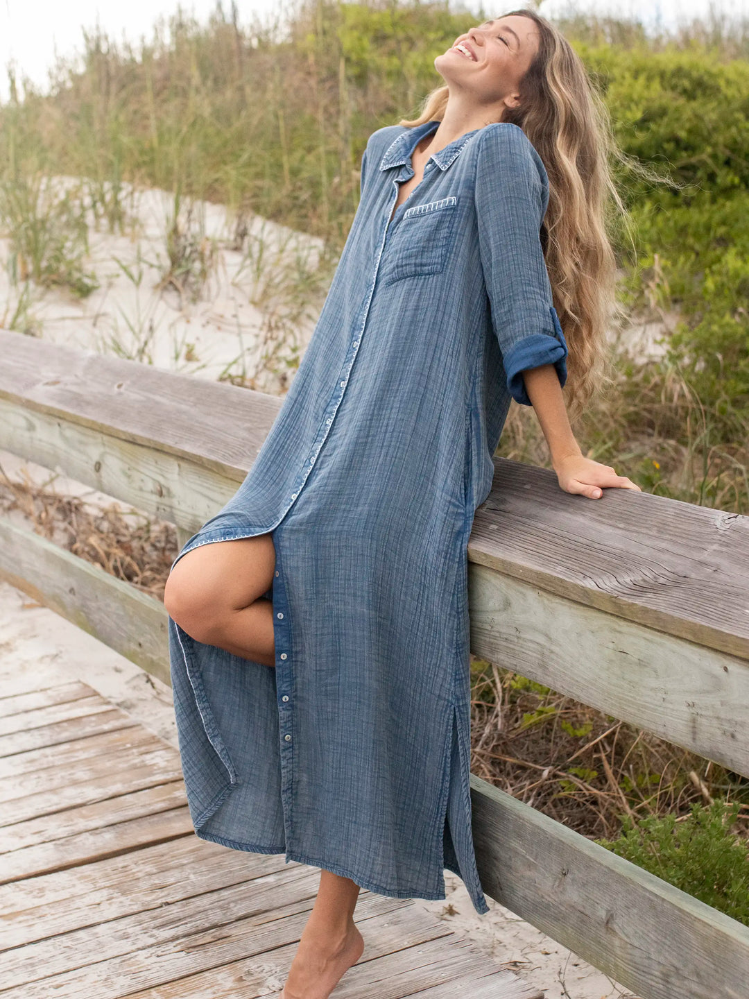 Lola Cotton Maxi Shirt Dress