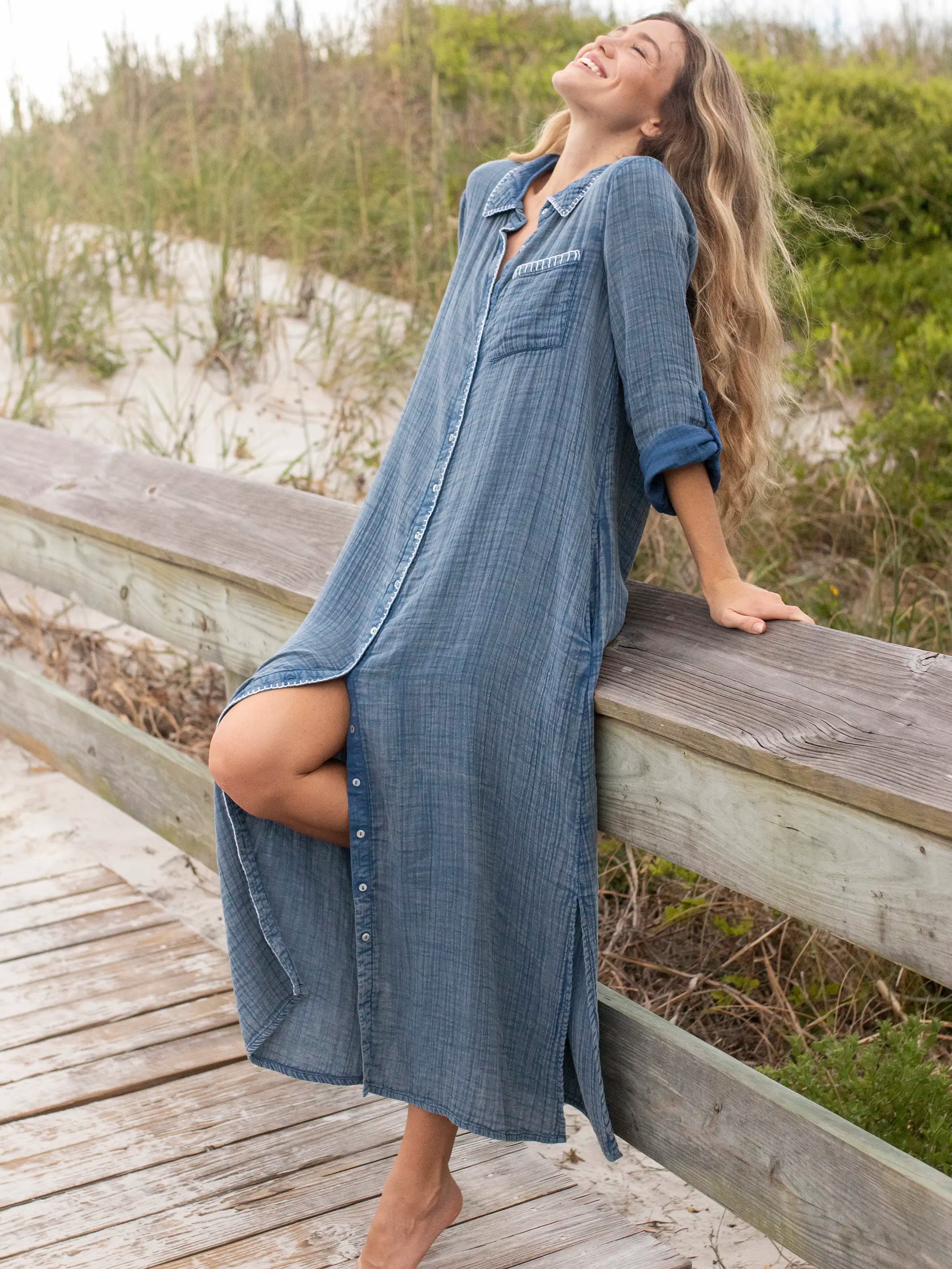 Lola Cotton Maxi Shirt Dress