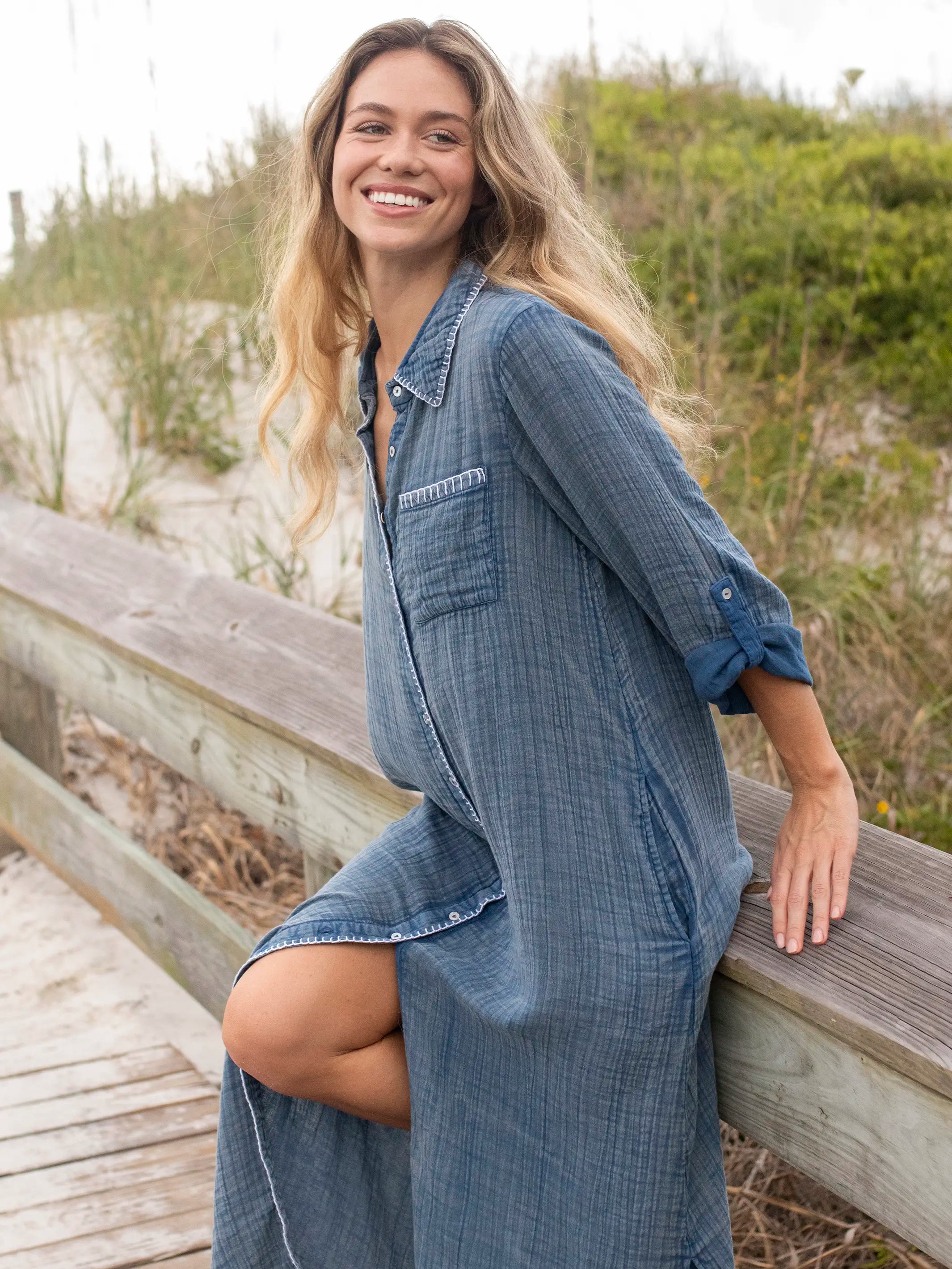 Lola Cotton Maxi Shirt Dress - Denim Lola Cotton Maxi Shirt Dress - Denim