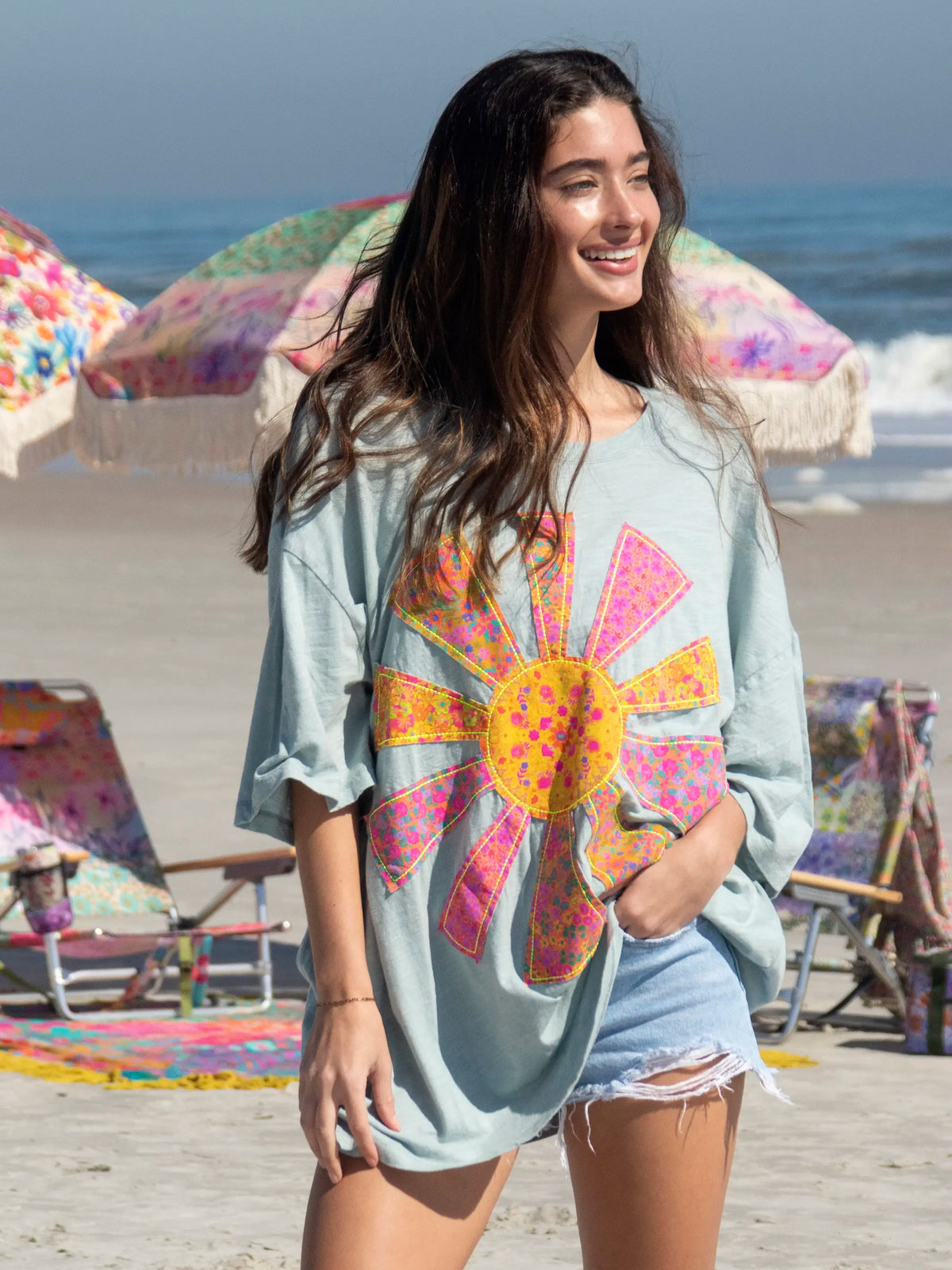 Oversized Cotton Applique Tee - Bay Sunshine – Natural Life