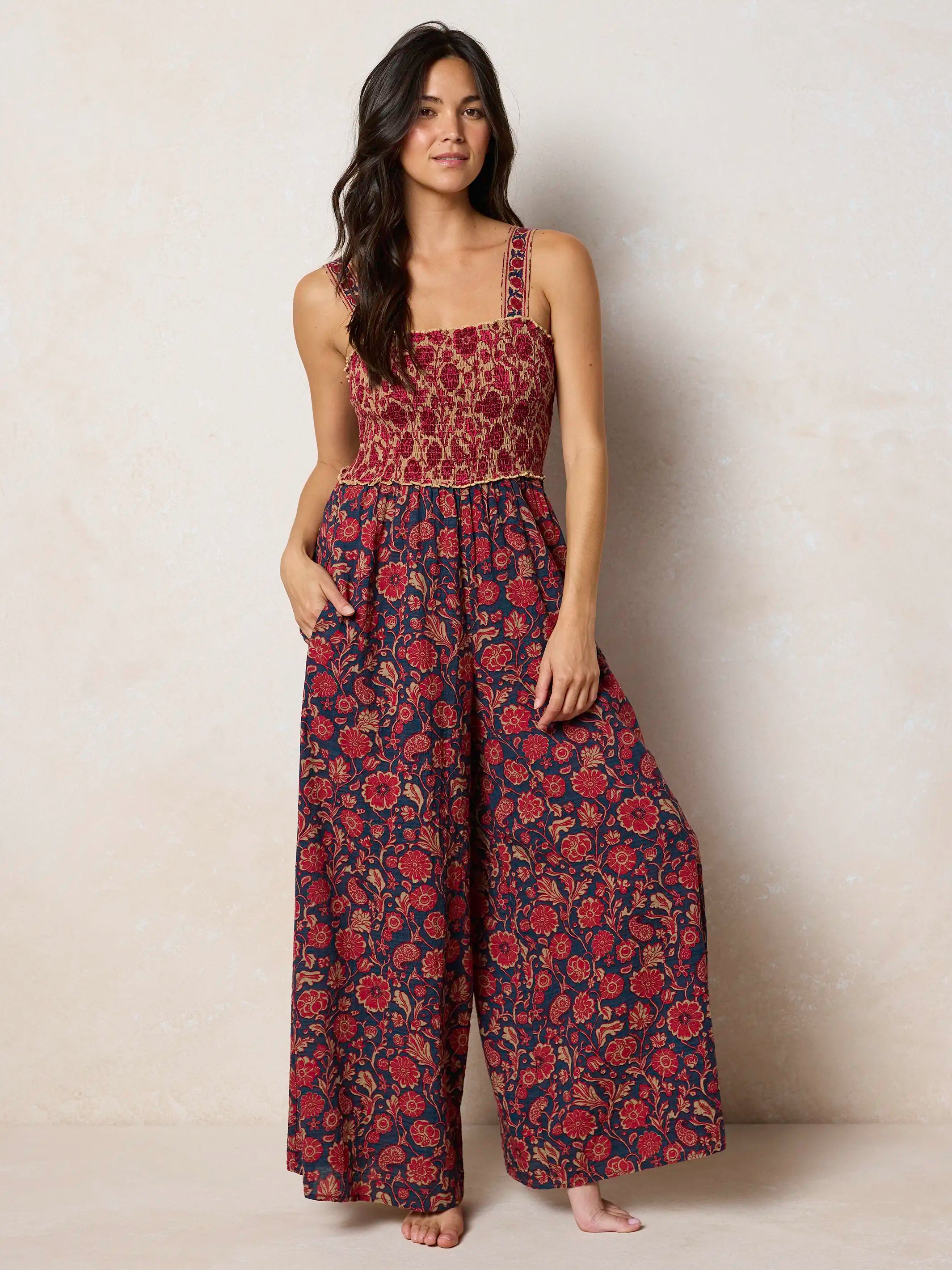 Sedona Jumpsuit - Ornate Paisley Navy – Natural Life