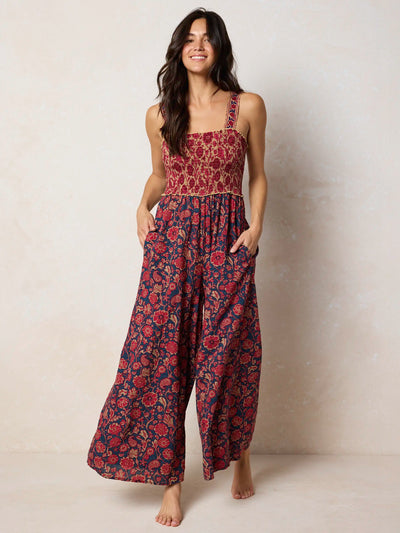 Sedona Jumpsuit - Ornate Paisley Navy-view 1