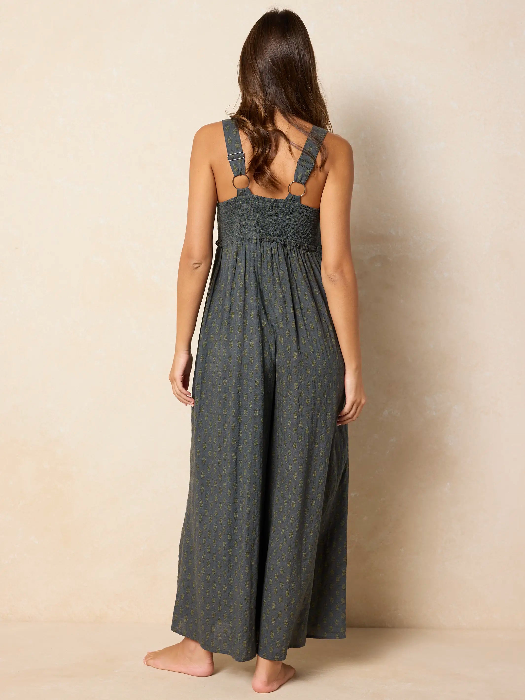 Gabi Embroidered Jumpsuit - Alma Stamp Charcoal – Natural Life