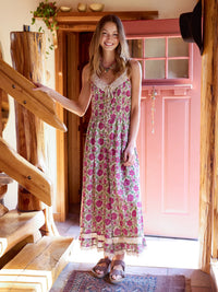 Cotton & Lace Jumpsuit - Cream Red Lotus-view 1