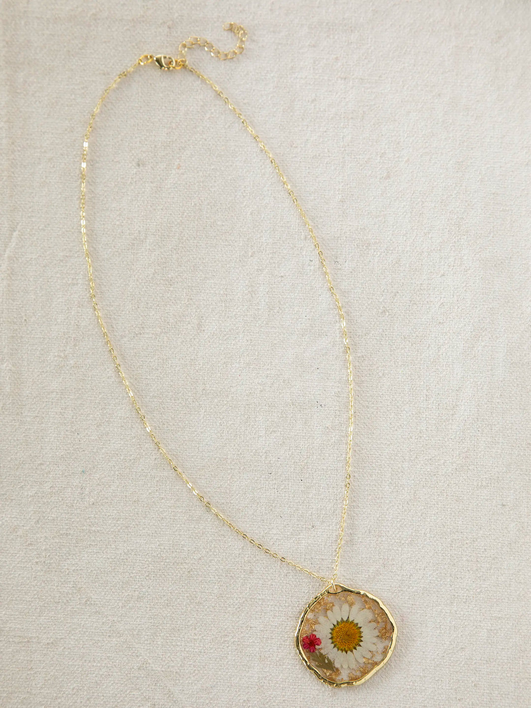 Pressed Flower Necklace - White Daisy