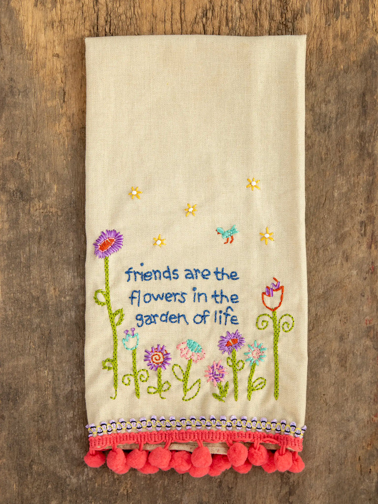 Linen Embroidered Hand Towel - Friends-view 2
