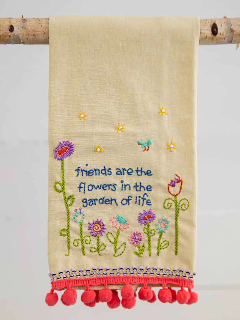 Linen Embroidered Hand Towel - Friends-view 1