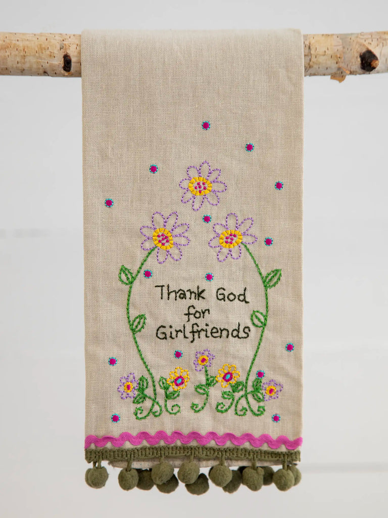 Linen Embroidered Hand Towel - Girlfriends-view 1
