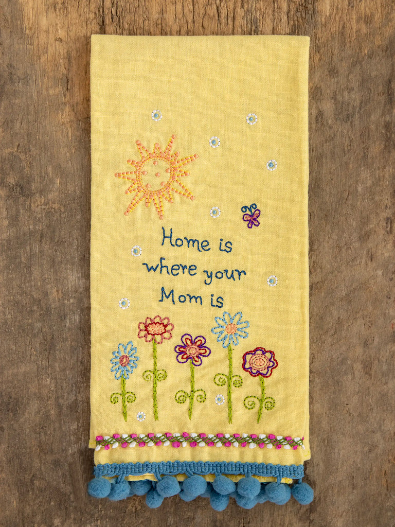 Linen Embroidered Hand Towel - Mom-view 2