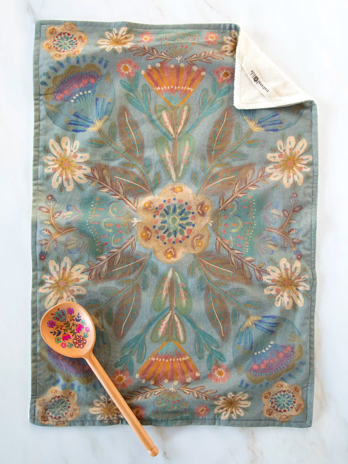Cotton Dish Towel - Folk Flower – Natural Life