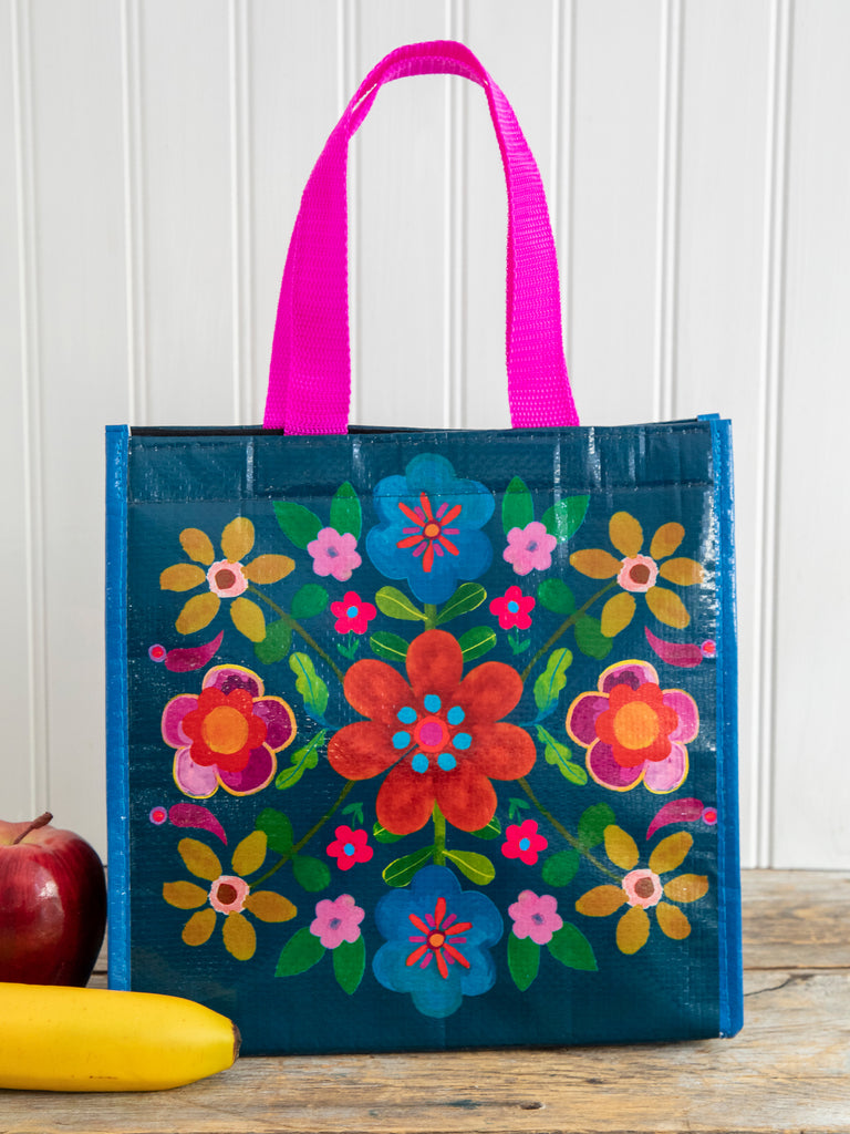 Insulated Lunch Bag - Navy Folk Floral-view 2