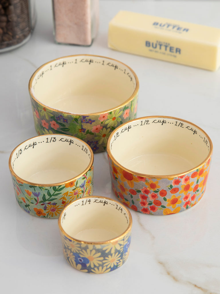Ceramic Nesting Measuring Cups - Multi Floral-view 1