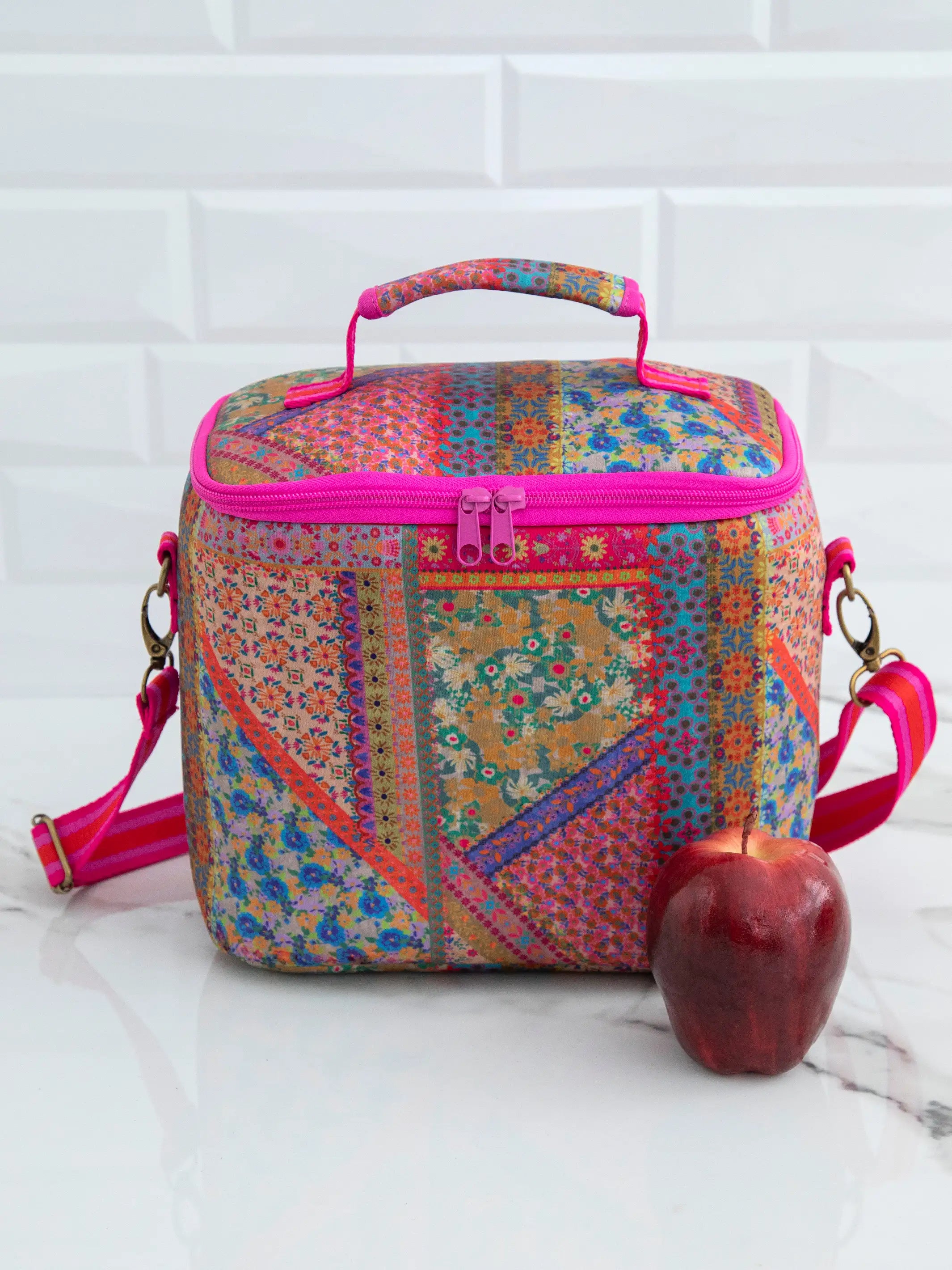 On The Go Lunch Tote - Folk Flower Patchwork