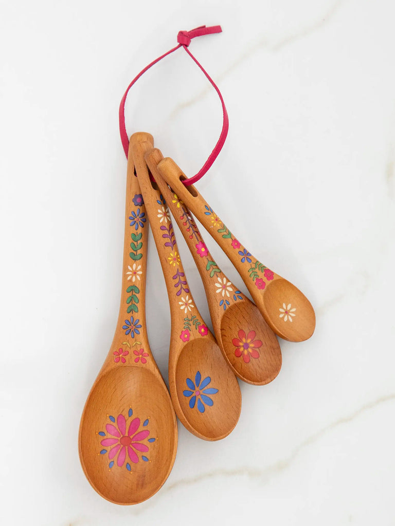 Folk Flower Wooden Measuring Spoons, Set of 4-view 1