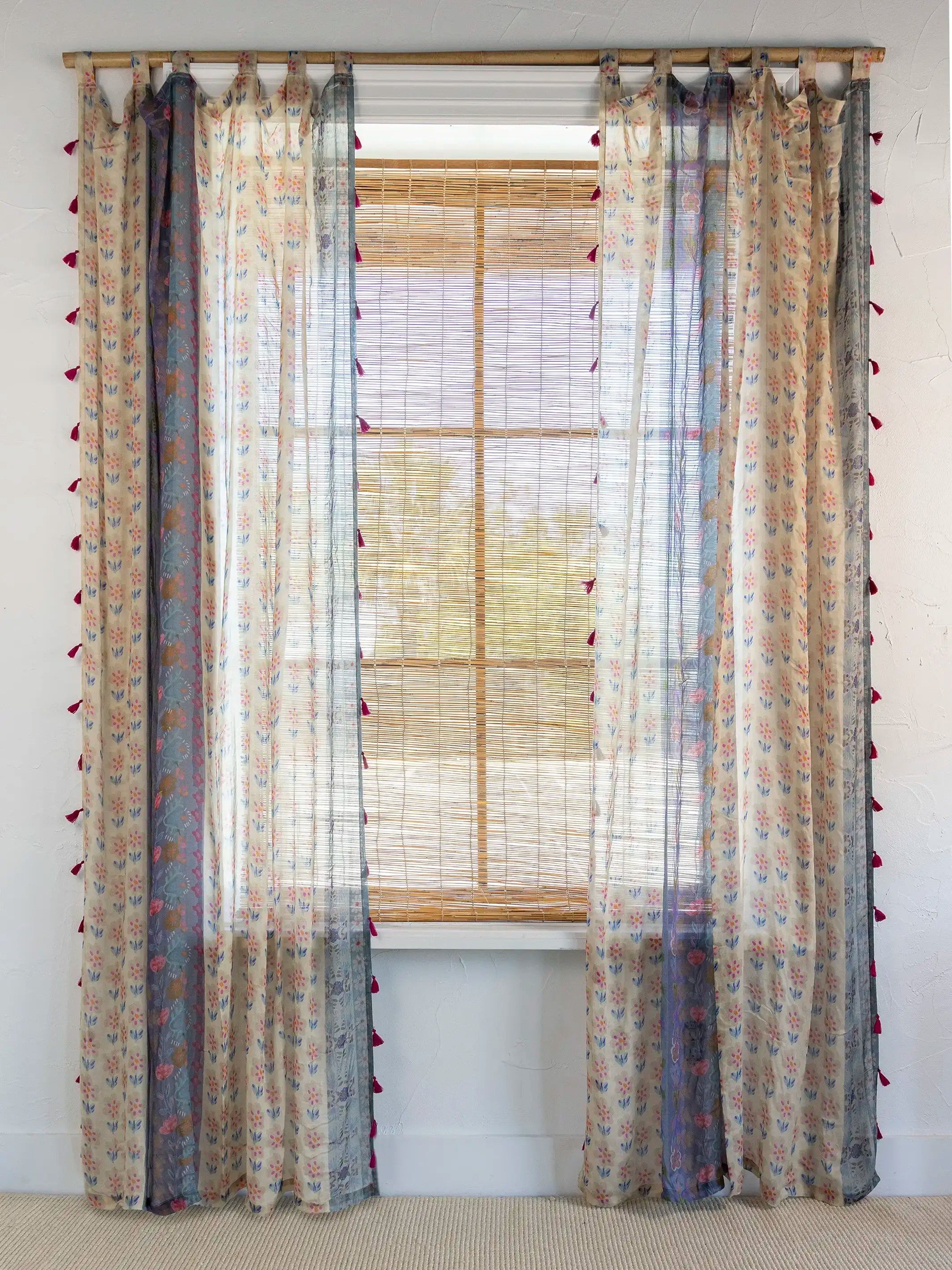 Printed Curtain Panel - Garden Stripes Cotton